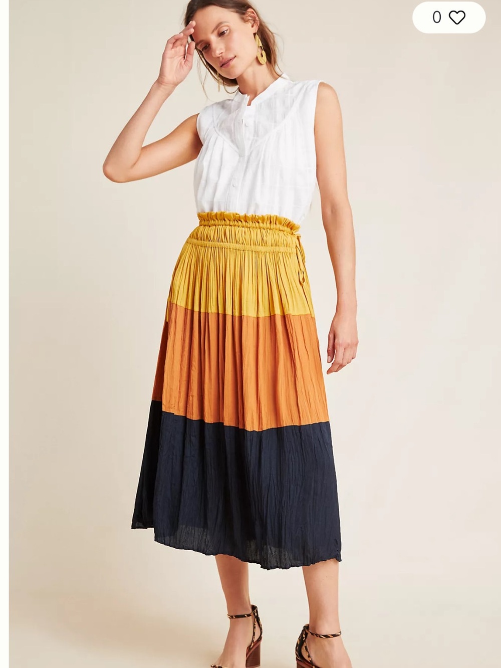 LIKE NEW Anthropologie Current Air Merrigan Colorblock Tiered Midi Skirt